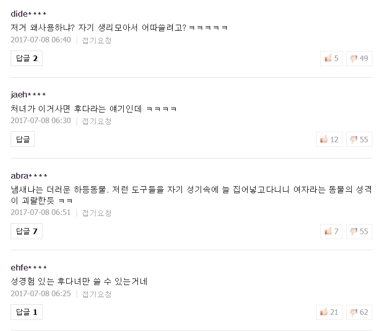 생리컵 기사 남자 댓글 수준.jpg (혐오주의) | 인스티즈