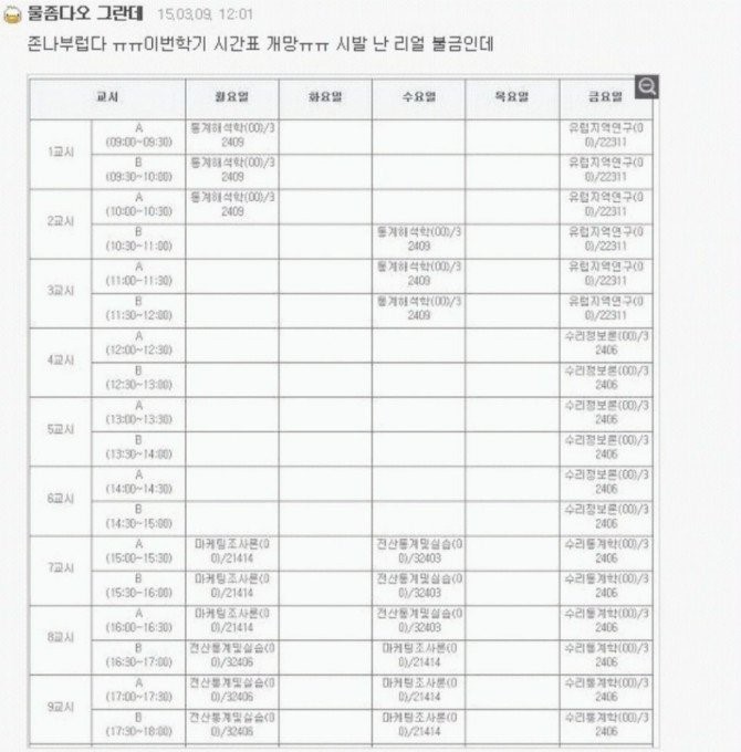 대학교 수강신청 레전드 5대장 | 인스티즈