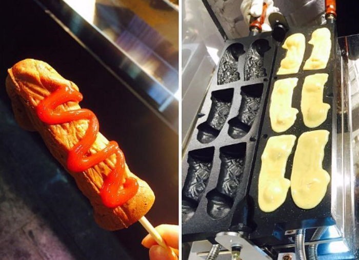 남자성기 모양 쏙 빼닮은핫도그 파는 홍대가게 | 인스티즈