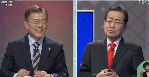 말이 안통하는걸 인정하고 홍준표를 귀여워 하기 시작한 문재인 gif | 인스티즈