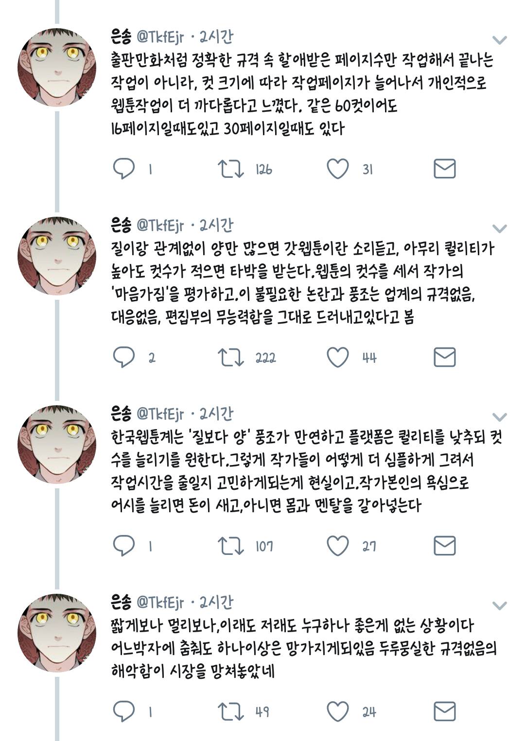 웹툰계에서 일어나는 일에 대해 입을 연 웹툰 작가들.twt | 인스티즈
