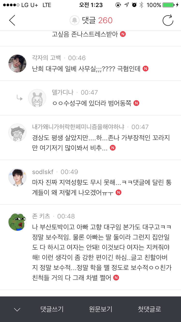 인기글에 올라온 대구남자 인식의 일반화 | 인스티즈