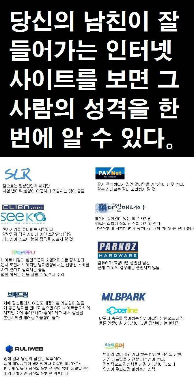 싸이트별 남친 성향 | 인스티즈