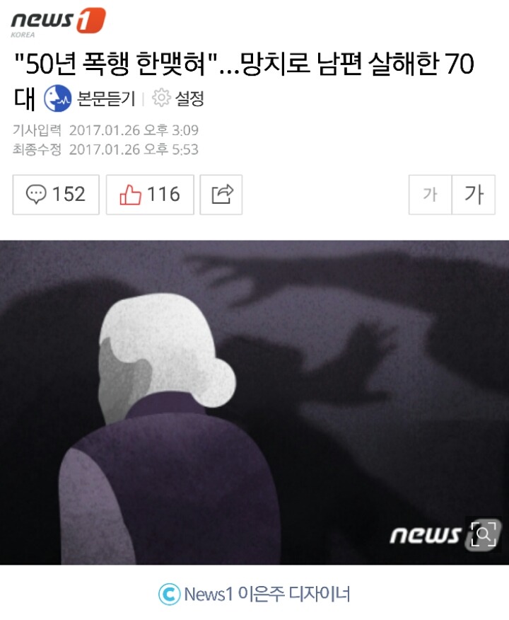50년 폭행 한맺혀.. 망치로 남편 살해한 70대 | 인스티즈