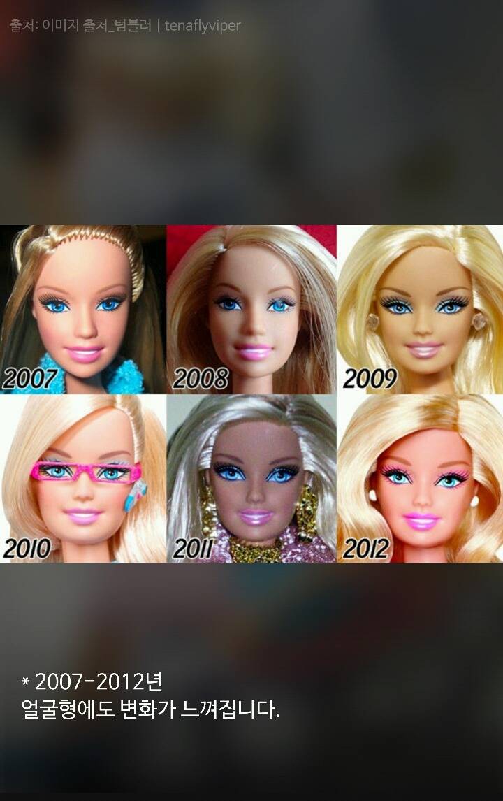 한눈에 살펴보는 역대 바비인형 얼굴의 변천사 | 인스티즈