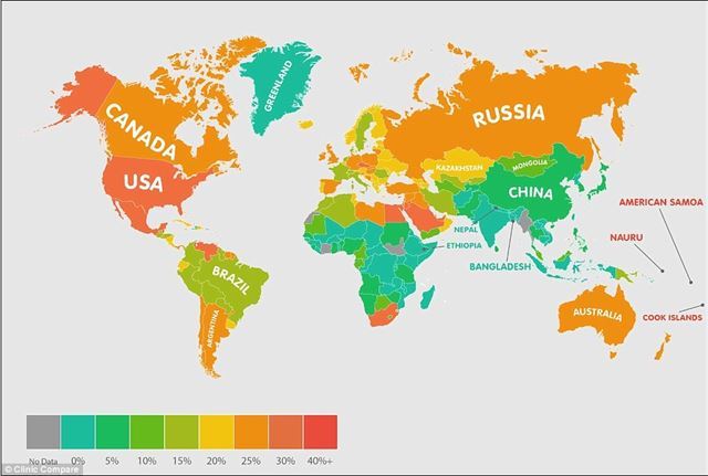 비만율 세계 지도 (전세계에서 가장 뚱뚱한 지역은?) | 인스티즈