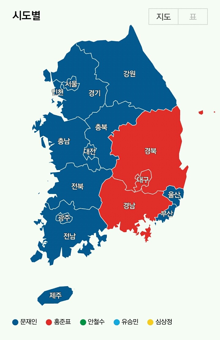18대 대선 지역별 및 연령별 득표율과 19대 대선 예측 득표율 (충청/강원의 변화) | 인스티즈