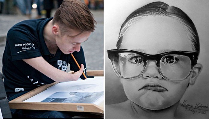 팔 없는 장애인이 그린 사진보다 사실적인 초상화 (사진 6장) | 인스티즈