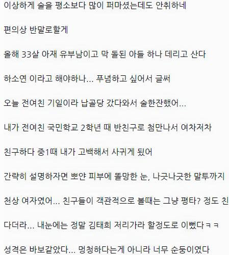 어느 남자가 술먹고 쓴 하늘 나라간 전여친 이야기.jpg | 인스티즈