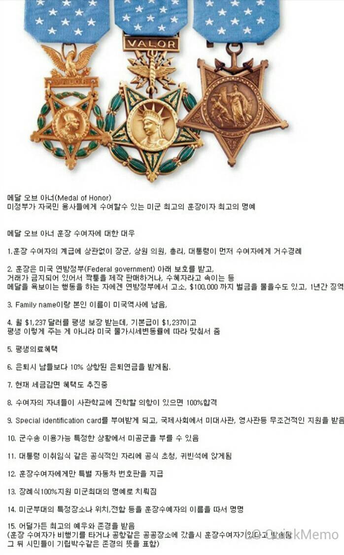 세계 최고의 명예 진정한 영웅에게 수여 되는 명예의 훈장 | 인스티즈