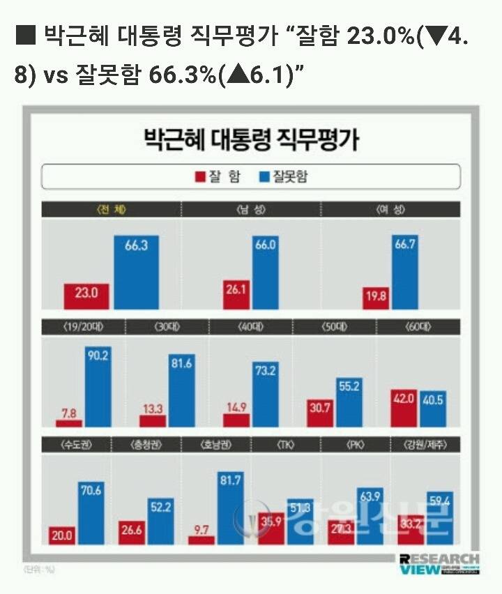[리서치뷰] 박근혜대통령 직무평가와 개헌제안 공감도 여론조사 | 인스티즈