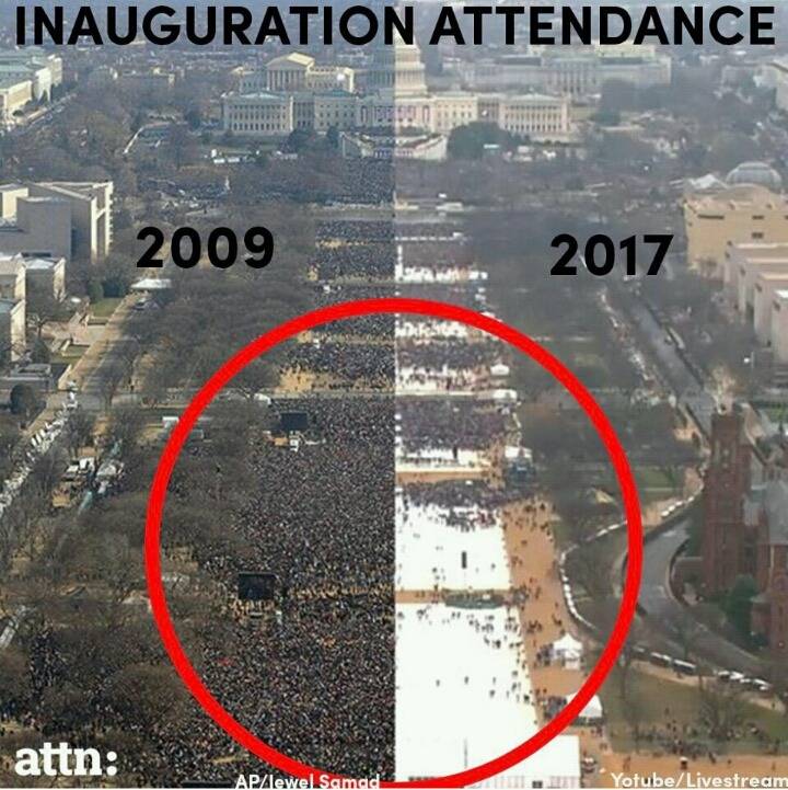 오바마 대통령 취임식때와 트럼프 대통령 취임식때 비교 | 인스티즈