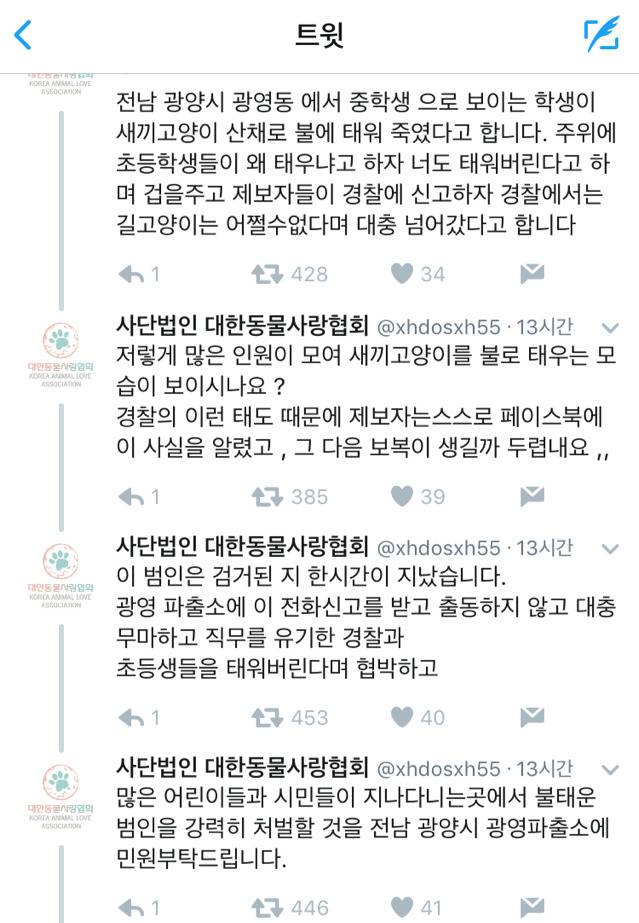전남 광양시 광양동에서 중딩들 죽은 고양이시체 불태워죽이고 경찰도 그냥 넘어감 (사진있어 조심해) | 인스티즈