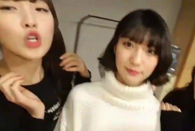 [오마이걸] 비니에게 뽀뽀하는 아린이+ 비니의 뽀뽀를 거부하는 아린이.gif | 인스티즈
