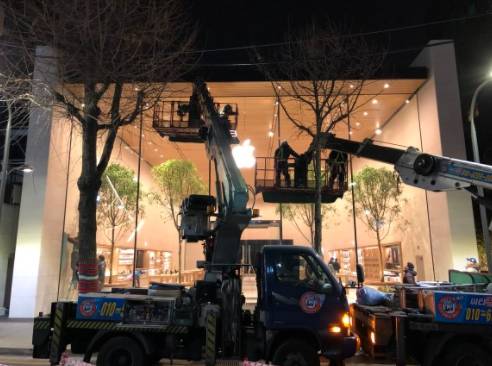 가로수길 애플스토어 가림막 제거 | 인스티즈