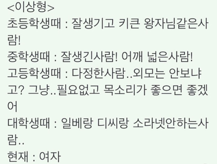 나이가 들수록 바뀌는 여자들의 이상형.jpg | 인스티즈