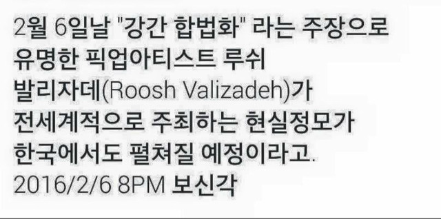 2월 6일 서울 및 전세계에서 강간시도집회가 열린다 | 인스티즈