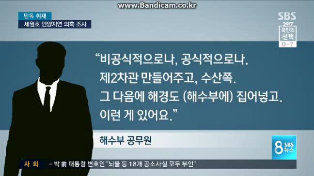 스브스 빡치는게 제목이 "차기 정권과 거래? 인양 지연 의혹 조사" | 인스티즈