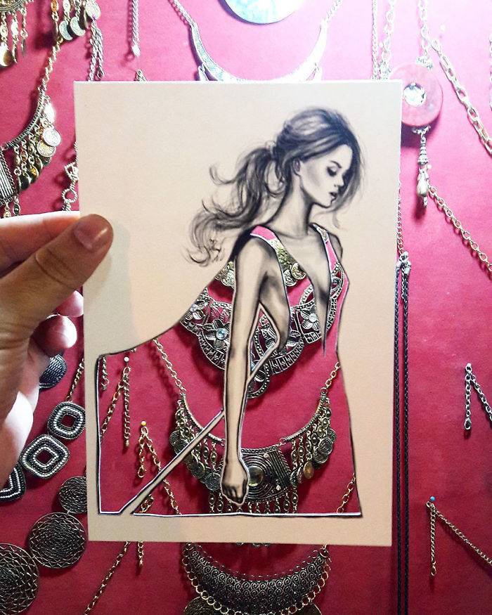 패션 일러스트레이터가 두바이 여행 중 만든 작품 .jpg | 인스티즈