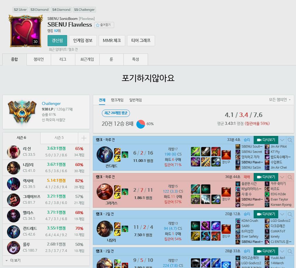 [LOL] 너무 짠한 스베누 Flawless선수의 메모 | 인스티즈