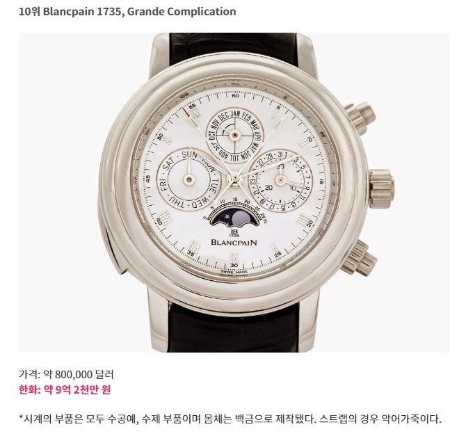 세계에서 가장 비싼 시계 TOP 10 | 인스티즈