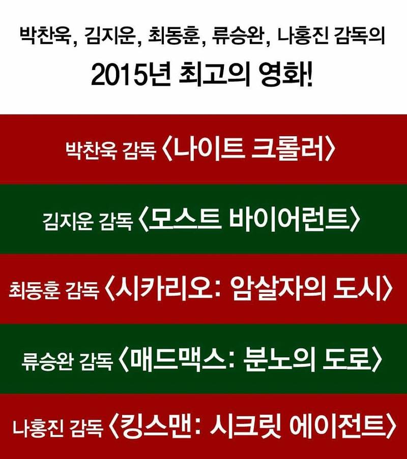 [나이트크롤러외] 우리나라 네임드 감독 5명이 뽑은 2015년 최고의 영화.jpg | 인스티즈