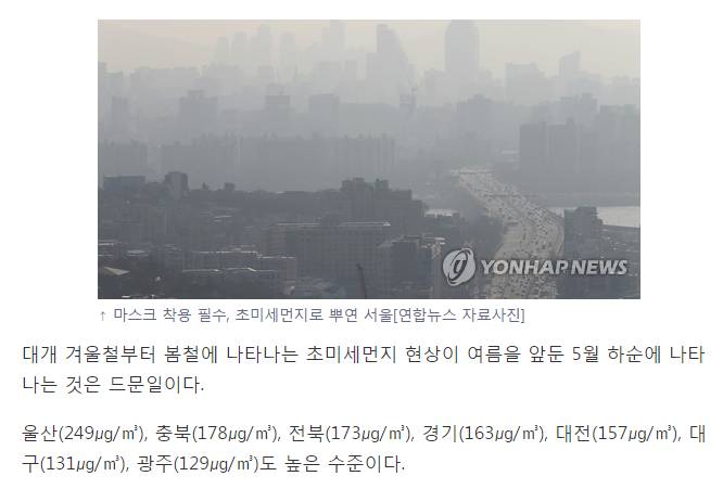 중국발 스모그 한반도에 갇혀..서울 미세먼지 농도 최고치 | 인스티즈