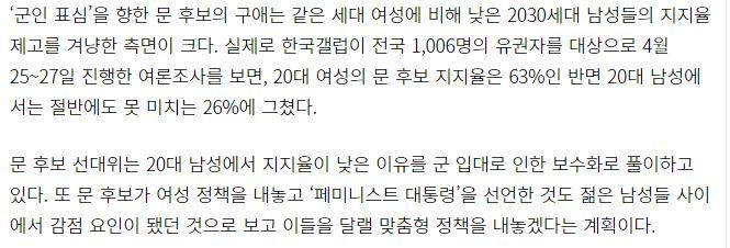 20대 남성 문재인 지지 26% 기사 삭제되고 다른 기사로 대체됨 (한국일보) | 인스티즈