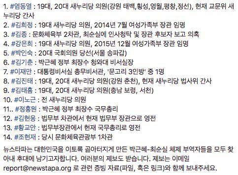  박근혜-최순실 체제의 부역자들 1탄 명단.jpg | 인스티즈