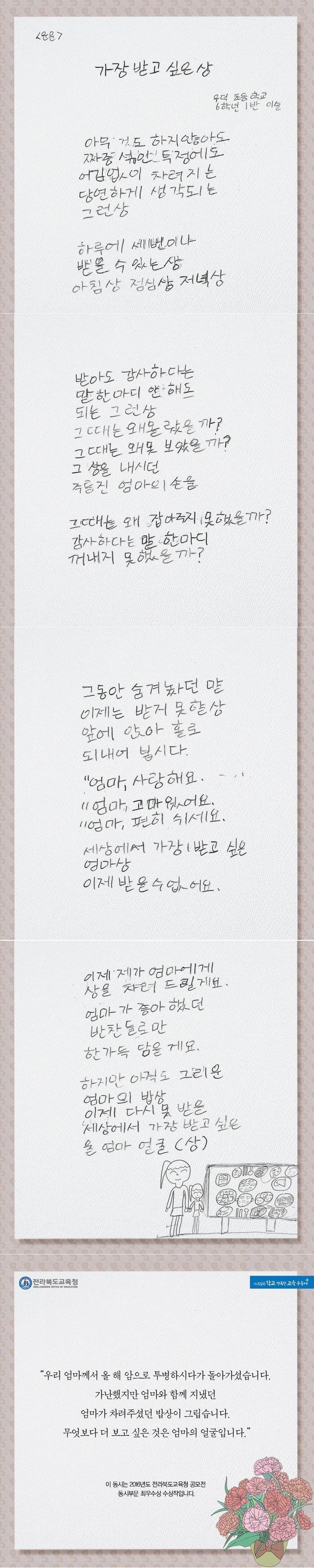 2016년도 전라북도 교육청 공모전 동시부문 최우수상 수상작 "가장 받고 싶은 상" | 인스티즈