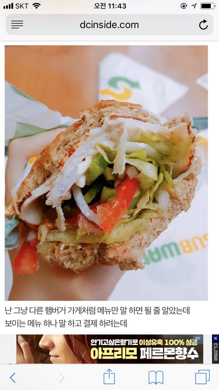 서브웨이 처음 갔다가 울음보 터진 디씨 만갤러.jpg | 인스티즈