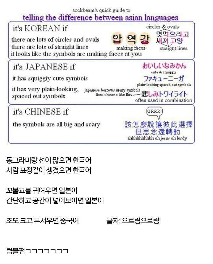 서양인들의 동양글자 구분법 | 인스티즈