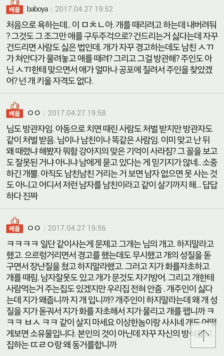 [판] 강아지가 물어서 때릴려는 남자친구 | 인스티즈