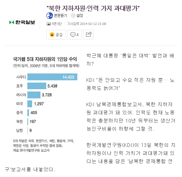 북한 지하자원은 거의 아무쓸모 없는 수준이라 낭설로 보시면 됩니다 | 인스티즈