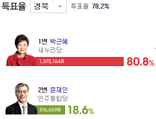 18대 대선 때 대구경북 부산울산경남 득표율 | 인스티즈
