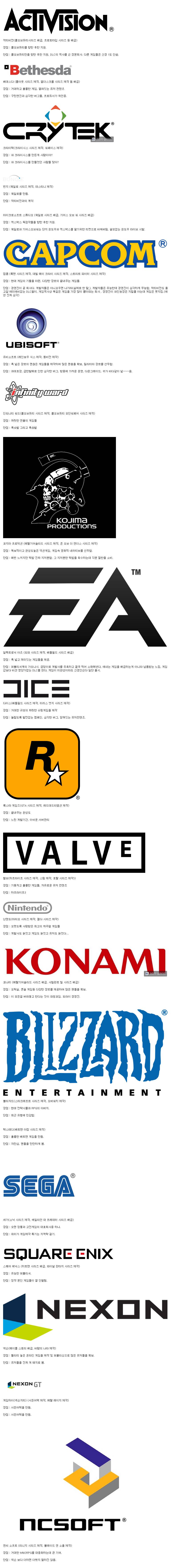 게임회사들의 장단점들 | 인스티즈