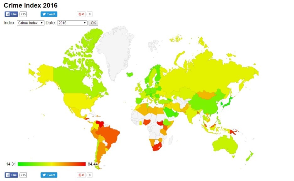 2016 세계 범죄 지수 | 인스티즈