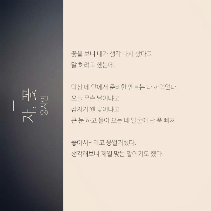 좋아서라고 웅얼거렸다. 생각해보니 제일 맞는 말이기도 했다 | 인스티즈