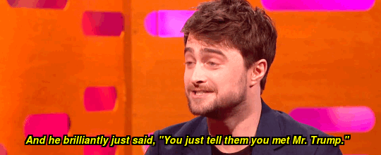12살 때 트럼프 만난 썰 푸는 다니엘 래드클리프.gif | 인스티즈