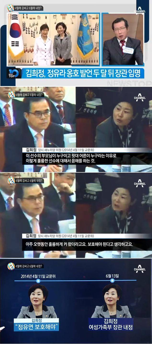 최순실 딸 옹호 발언 두달뒤 여가부 장관으로 임명됨 | 인스티즈