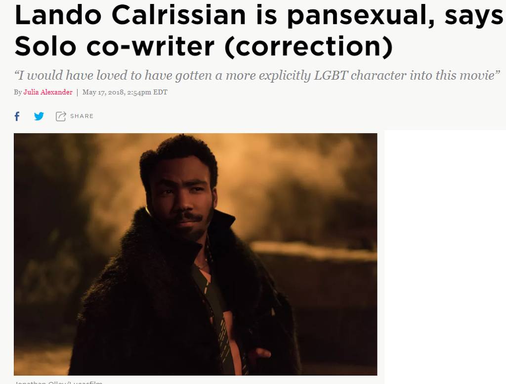 [한솔로:스타워즈스토리] 한 솔로 작가 : 란도는 범성애자다 | 인스티즈