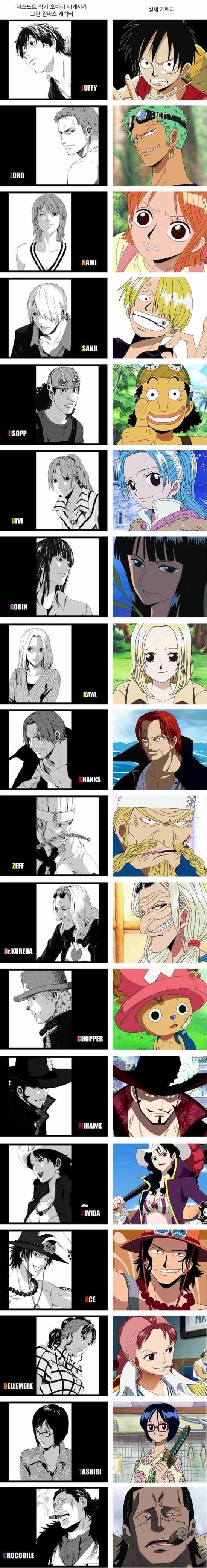데스노트 작가인 오바타 다케시가 그린 원피스 캐릭터 | 인스티즈