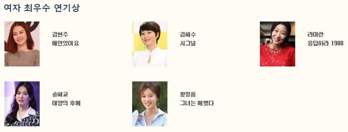 2016 백상예술대상 TV부문후보.jpg | 인스티즈