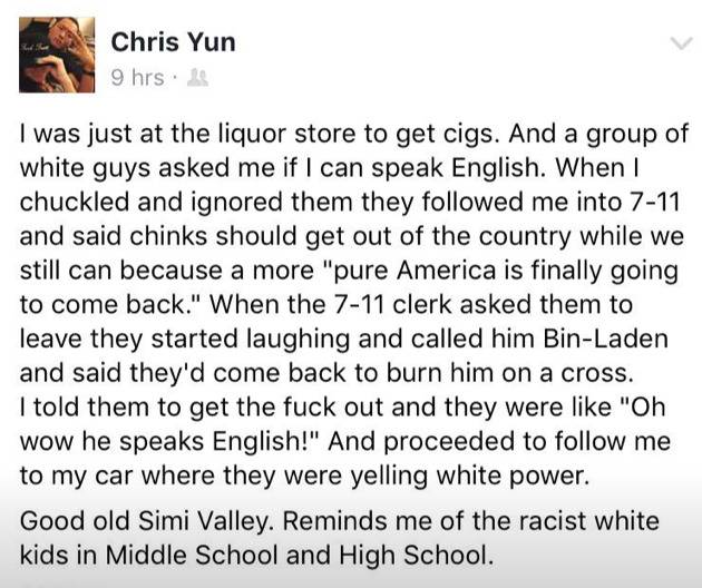 트럼프 당선 직후 혐오범죄를 겪은 사람들의 SNS | 인스티즈