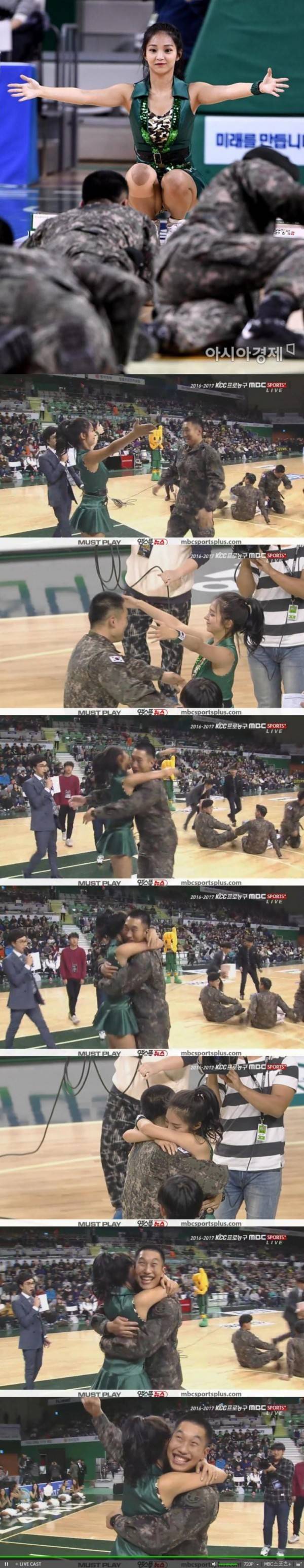 군인 안아주는 치어리더 | 인스티즈