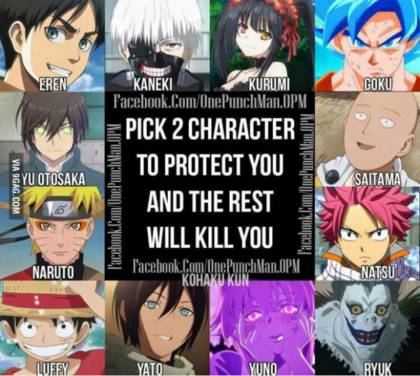 당신을 지켜줄 두명의 애니캐릭터를 고르시오 | 인스티즈