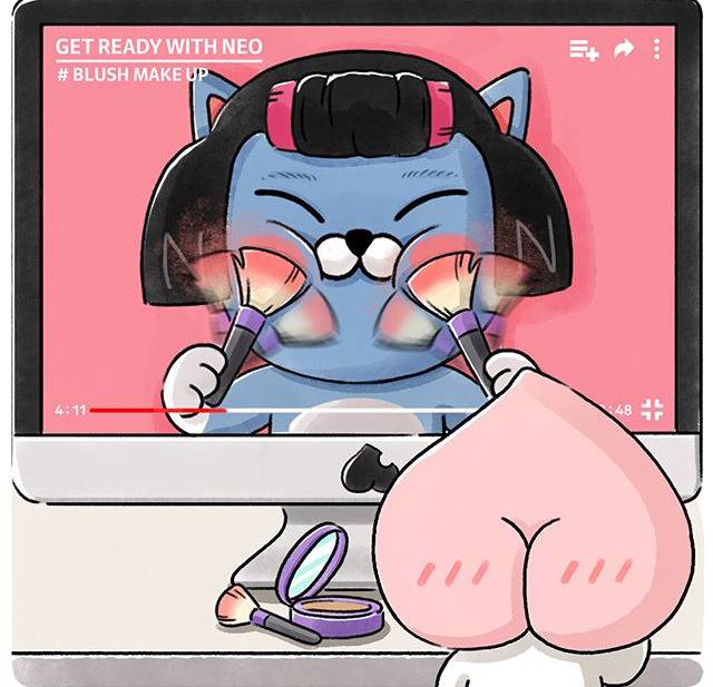 화장 따라하는 어피치 | 인스티즈