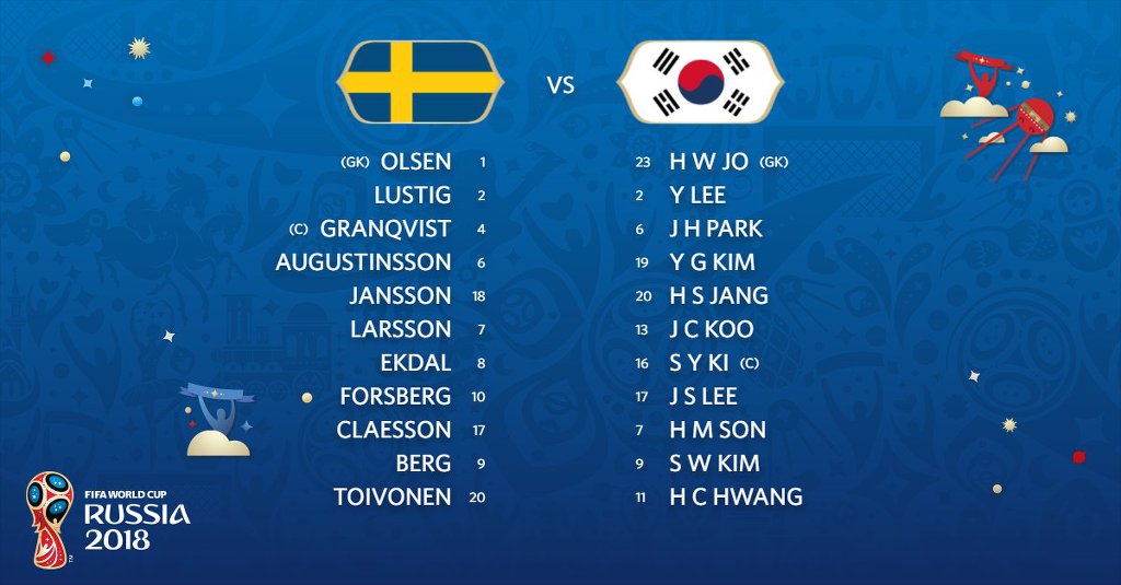 [WCF조1차전] 대한민국 vs 스웨덴 선발 라인업 | 인스티즈