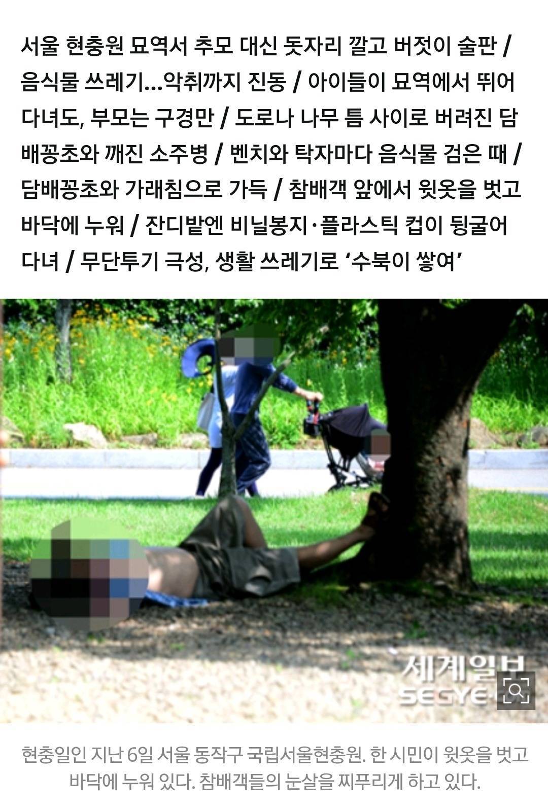 [김기자의현장+] 현충원이 유원지야?..'시비·악취·고성·흡연·술판' 추태 지긋지긋 | 인스티즈