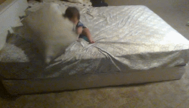 아기가 높은 침대에서 탈출하는 신박한 방법.gif | 인스티즈